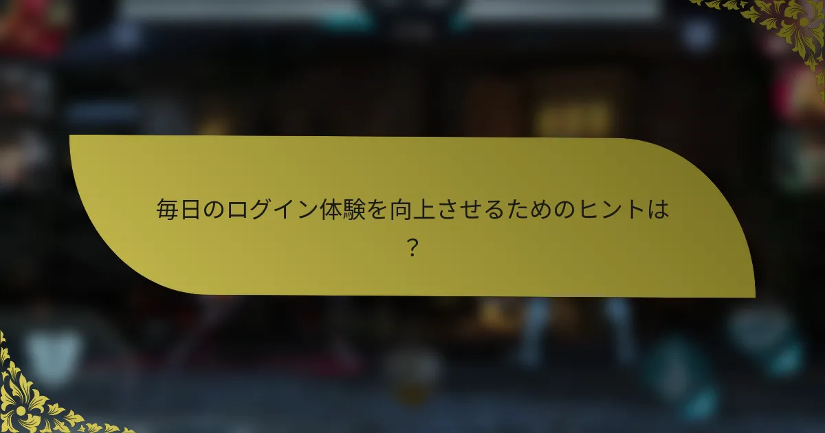 毎日のログイン体験を向上させるためのヒントは？